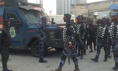 Police operatives at the Lekki Toll Gate