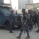 Police operatives at the Lekki Toll Gate