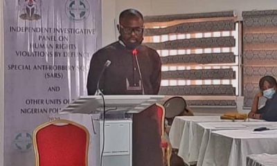 Richard Augustine addressing the Independent Investigative Panel (IIP) on allegations of human right's violations by defunct Special Anti-Robbery Squad (SARS)