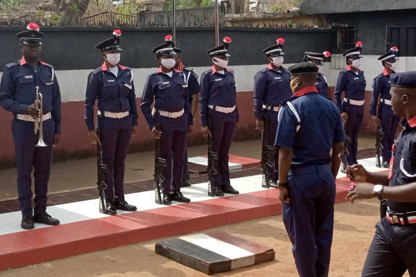 Assistant Commandant General of NSCDC (ACG), in charge of Zone 'K' Zonal Command, ACG Raji Ibrahim, during his visit to the Anambra State Command