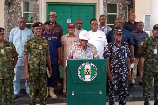 Governor of Anambra State, Chief Willie Obiano addressing the state on the security situation