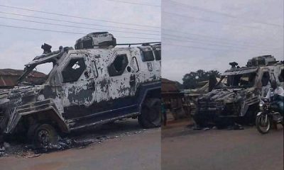Military armoured tanker destroyed during gun duel between police and army joint operatives and "unknown gunmen"