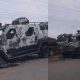 Military armoured tanker destroyed during gun duel between police and army joint operatives and "unknown gunmen"