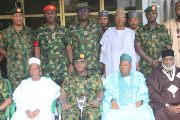 Chief of Army Staff, Lt Gen Faruk Yahaya with Governor Abdullahi Ganduje