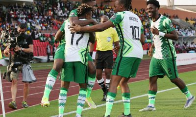 Super Eagles celebrate after scoring against Sudan in the ongoing African Cup of Nations (AFCON)