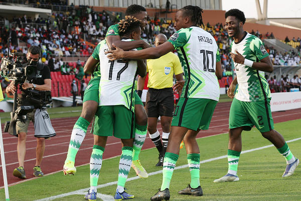 Super Eagles celebrate after scoring against Sudan in the ongoing African Cup of Nations (AFCON)