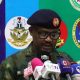 Ex-Director of Defence Media Operations, Major General Benard Onyeuko, during press briefing