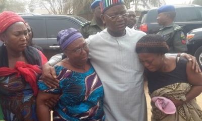 Governor Samuel Ortom of Benue State consoling women whose family members were massacred by Fulani herdsmen