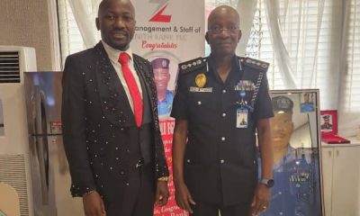 President and Founder of Omega fire Ministry, Apostle Johnson Suleman, during a courtesy visit to Acting Inspector-General of Police, A-G IGP Olukayode Adeolu Egbetokun