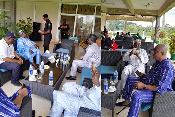 Ex-Inspectors General of Police, Alhaji Aliyu Atta, Ogbonnaya Onovo, Hafix Ringim, Solomon Arase, Ibrahim Kpotun Idris, Mike Okiro, Sunday Ehindero, Olukayode Egbetokun for the two-day Retreat in Ibadan, Oyo State