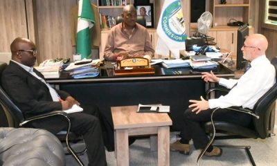 Chairman of the Police Service Commission (PSC), Dr. Solomon Arase, with Jason A. Smith, Director, International Narcotics and Law Enforcement Affairs and Chris Grimson of the National Agency Anti- Kidnap and Extortion Unit (AKEU)