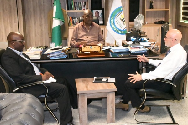 Chairman of the Police Service Commission (PSC), Dr. Solomon Arase, with Jason A. Smith, Director, International Narcotics and Law Enforcement Affairs and Chris Grimson of the National Agency Anti- Kidnap and Extortion Unit (AKEU)