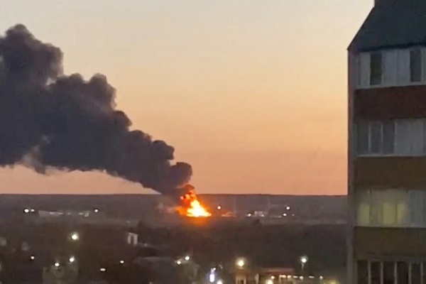 Drones set Rurrian airport on fire in pre-dawn attack blamed on Ukraine