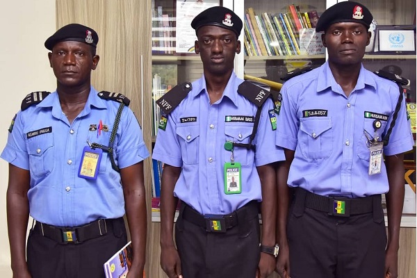The three Police officers that rendered escort to the the Adamawa State president of the student union