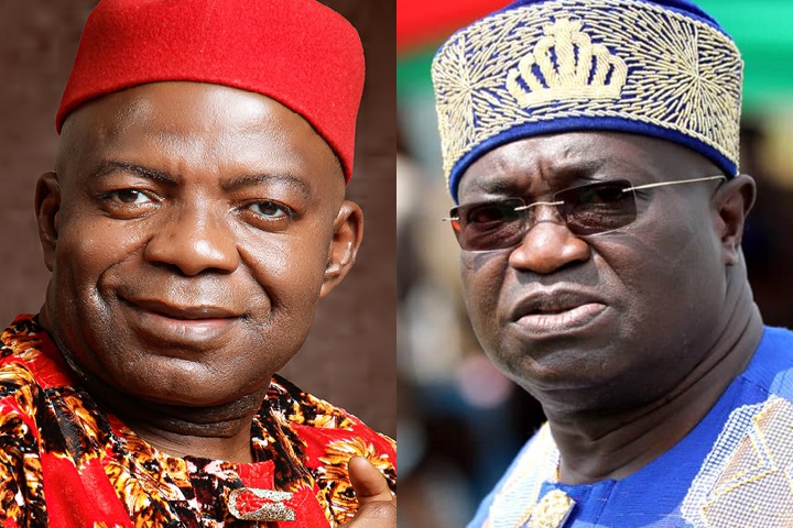 Past and present governors of Abia State, Dr. Alex Otti, and Dr. Okezie Ikpeazu