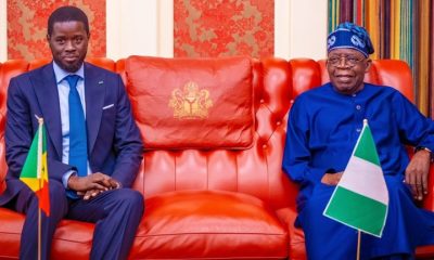 President Bola Tinubu with President Bassirou Diomaye Faye of Senegal during the latter's visit on Thursday, May 16, 2024, in Abuja, Nigeria