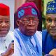 Nigerian Senate President Godswill Akpabio, President Bola Tinubu, House of Representatives Speaker Abbas Tajudeen