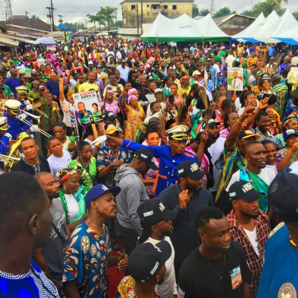 Crowd of enthusiastic APC supporters at the rally