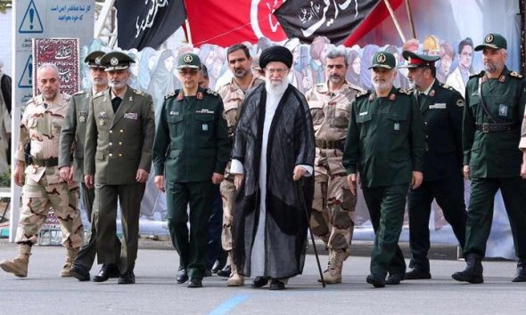 Supreme Leader of Iran, Ayatollah Ali Khamenei, with his military leaders