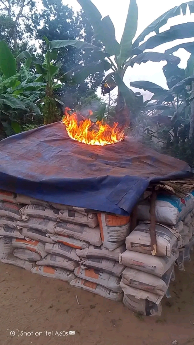 One of the group's structures set ablaze