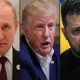 Presidents Vladimir Putin of Russia, Donald Trump of the United States and Volodymyr Zelenskyy of Ukraine
