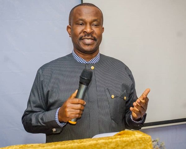 Ex-Imo State Commissioner for Homeland Security and Vigilante Affairs, Prince (Dr) Ugorji O. Ugorji, speaking at the Imo State Diaspora Summit