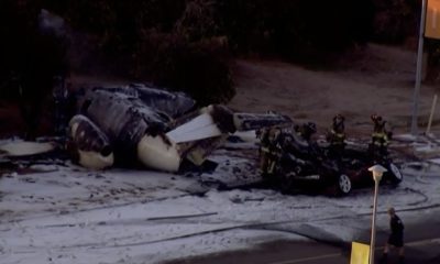 Charred remains of the crashed plane