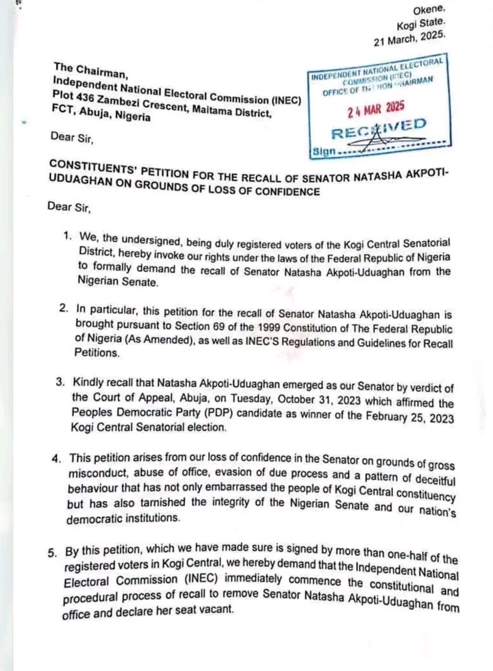 A copy of the petition
