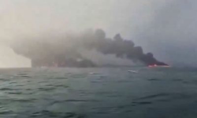 Cargo ship collides with oil tanker