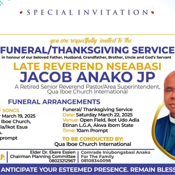 Beacon Newspaper Publisher, Iniubong Anako, buries father, March 22