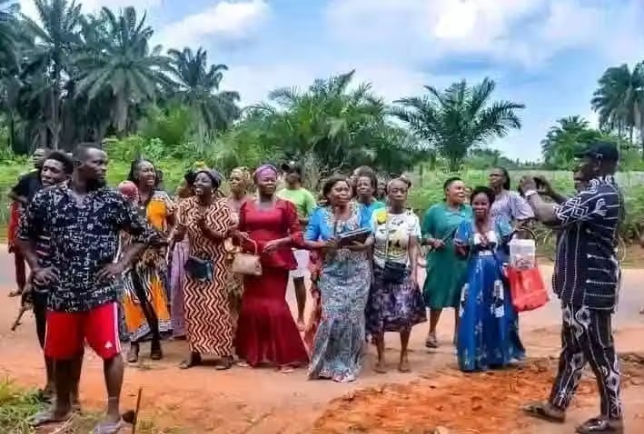 Locals celebrating the airport project