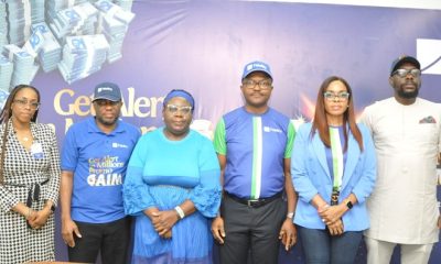 L-R: Oyinkan Kusamotu, Principal Legal Officer, Lagos State Lotteries and Gaming Authority; Adetunji Mustafa, Divisional Head, Strategy, Innovation and Business Transformation, Fidelity Bank Plc; Aboluwade Margaret, South-West Zonal Coordinator, Federal Competition and Consumer Protection Council [FCCPC]; Osita Ede, Divisional Head, Product Development, Fidelity Bank Plc; Chetachi Okechukwu, Regional Bank Head, Ikoyi, Fidelity Bank; and Aigbadon Ehi, Surveillance and Investigation Officer, FCCPC; at the second and third Monthly draws of the Fidelity Bank, Get Alert In Millions Season 6 (GAIM 6) promo in Lagos recently