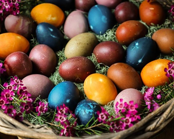 Coloured eggs of Easter