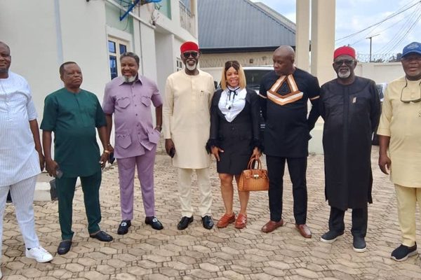 Chief George Moghalu with elected Labour Party State Assembly members in Awka, April 2, 2025