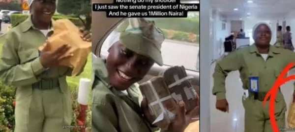 “Senate President gifts me N1 million,” corps member claims in viral video, sparks online uproar