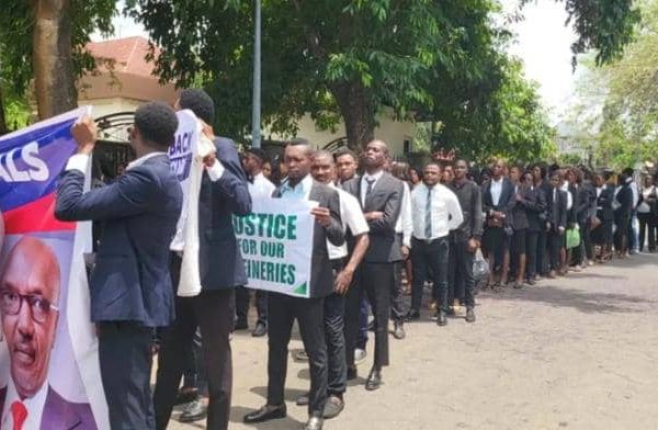 Anti-Mele Kyari protest hits Saudi embassy in Abuja