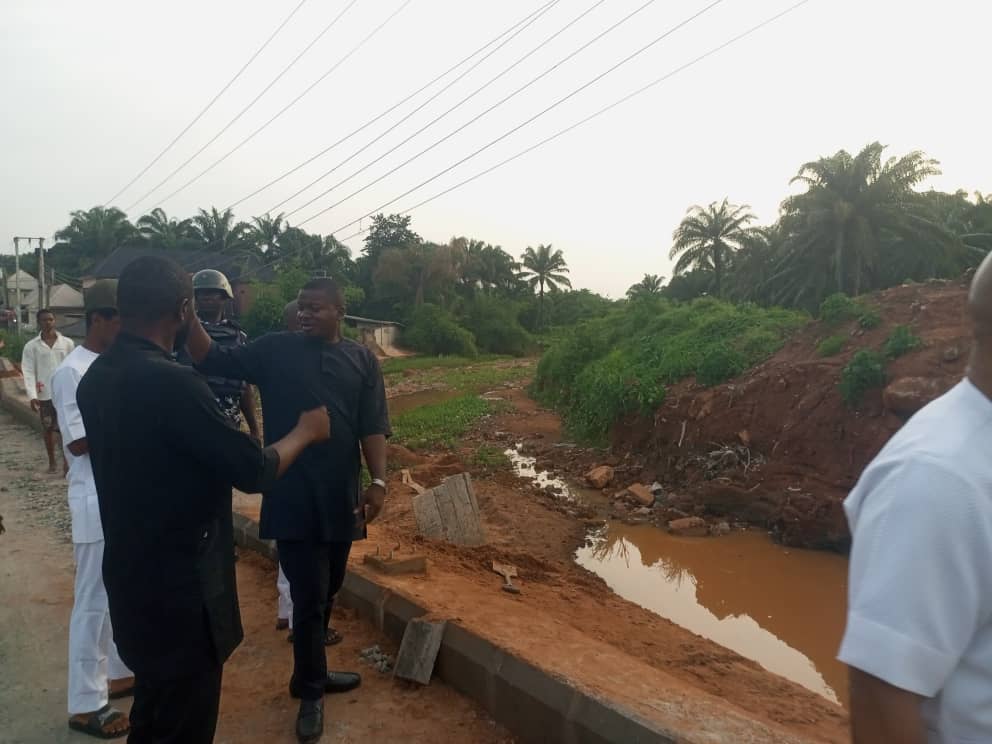 Inspection by Commissioner of Industry and Mayor Nnewi North, of the Ukwaka bridge in Umuezena Umudim, Nnewi, Anambra state