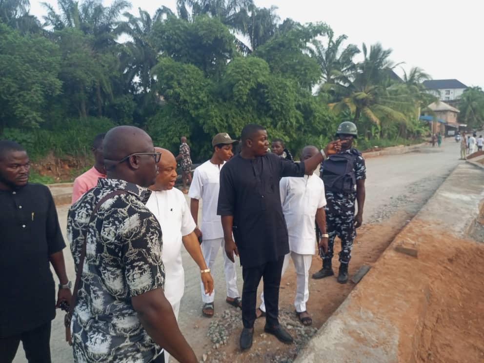 Inspection by Commissioner of Industry and Mayor Nnewi North, of the Ukwaka bridge in Umuezena Umudim, Nnewi, Anambra state