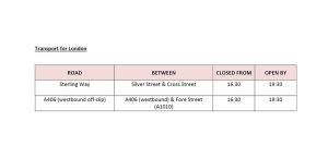Road closure timings