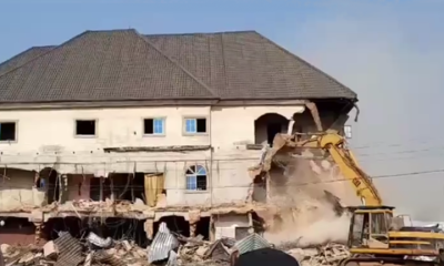 Anambra State government demolishing a hotel used for criminal activities