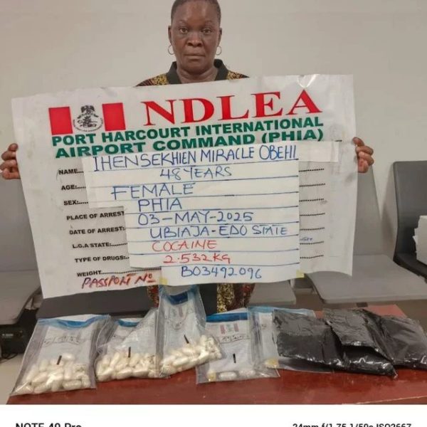 NDLEA arrests female trafficker with cocaine hidden in stomach and private parts