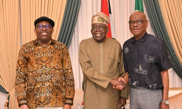 Sim Fubara, President Bola Tinubu and Mr. Nysom Wike