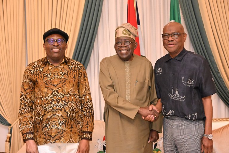 Sim Fubara, President Bola Tinubu and Mr. Nysom Wike