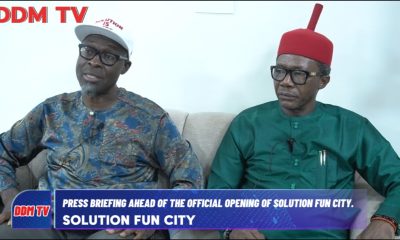 Comrade Don Onyenji and Dr. Law Mefor at the Press briefing ahead of grand opening of Solution Fun City, Awka