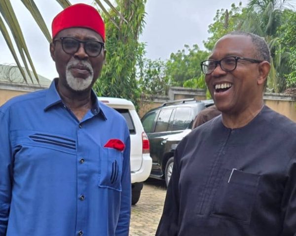 Labour Party governorship candidate, Chief Dr. George Moghalu (Ohamadike) with Mr. Peter Obi over the weekend