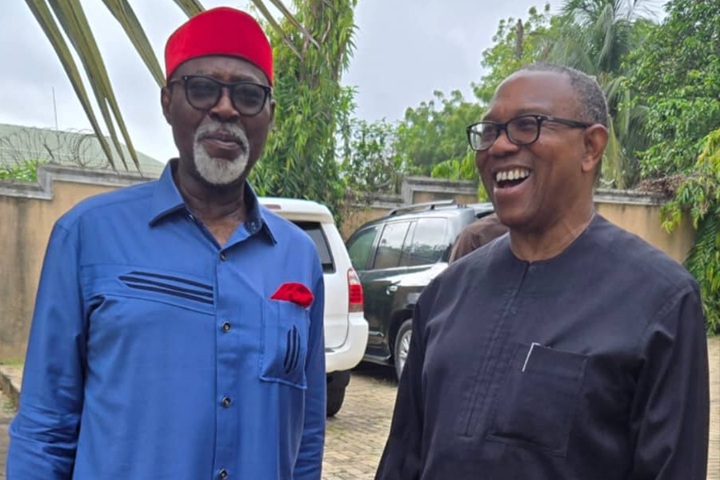Labour Party governorship candidate, Chief Dr. George Moghalu (Ohamadike) with Mr. Peter Obi over the weekend