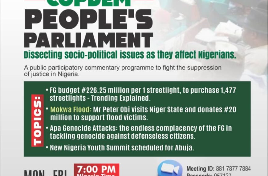 “FG’s streetlight scandal: Looting in broad daylight?” – COPDEM people’s parliament