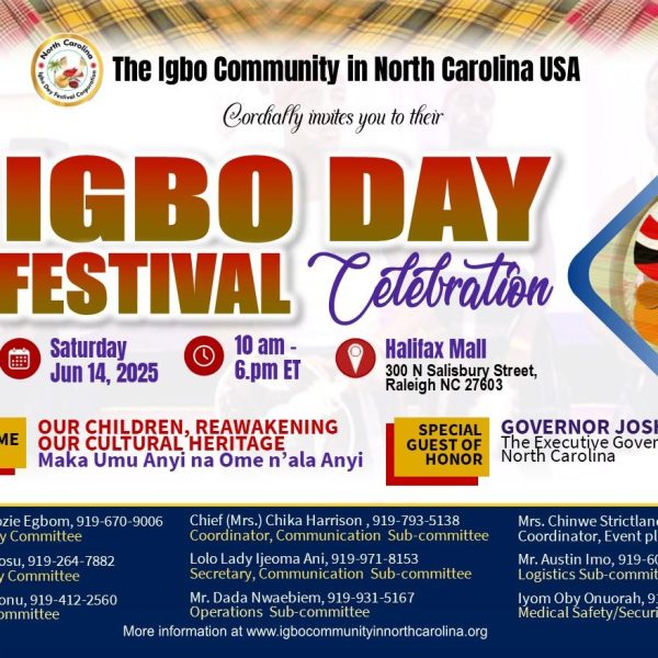 Countdown begins for 2025 North Carolina Igbo Day Festival