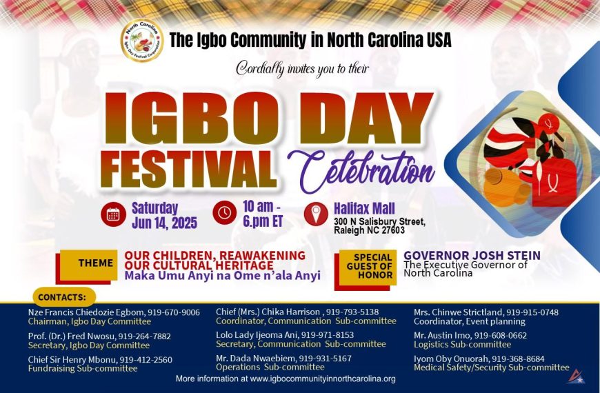 Countdown begins for 2025 North Carolina Igbo Day Festival