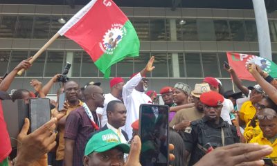 Chief Dr. George Moghalu arrives to a rousing reception as the "incoming governor" of Anambra State, by Labour Party supporters